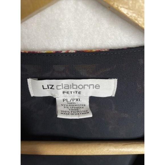 Liz Claiborne Petite Open Cardigan Petite L/XL Black/Brown Floral 3/4 Sleeve - Picture 2 of 8